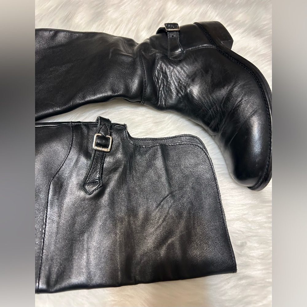 Steve Madden Black Leather Over-the-Knee Boots - Picture 4 of 9